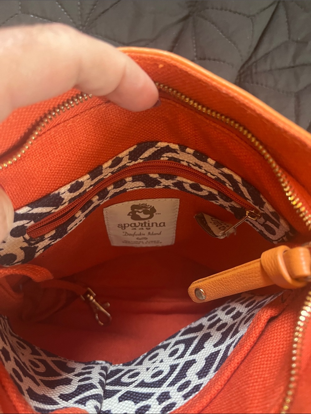 Spartina 449 Navy & Tan Patterned Crossbody - Picture 8 of 11